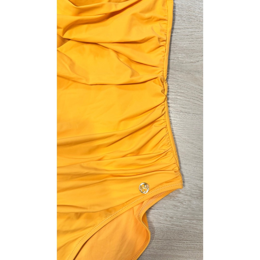 Shapellx One Piece Swimsuit Womens Ruched Cutout XL Orange Tummy Control - Picture 2 of 8
